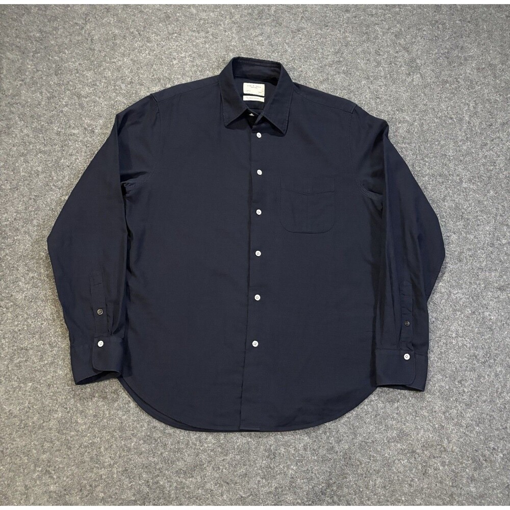 Rag & Bone Button Down Shirt Mens Medium Fit 3 Long Sleeve Navy Blue Cotton
